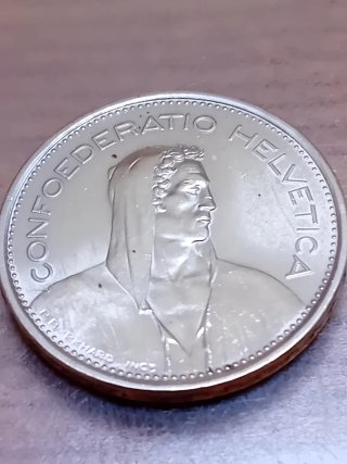 Moneda 5 Francos Suizos Plata 900