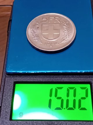 Moneda 5 Francos Suizos Plata 900