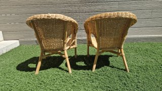 2 Poltroncine per bambini in vimini beige