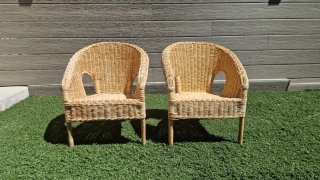2 Poltroncine per bambini in vimini beige