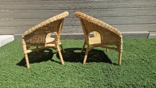 2 Poltroncine per bambini in vimini beige