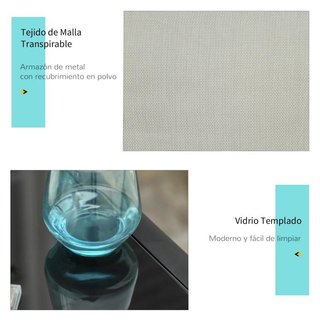 2 Tumbonas Jardín con Mesa Vidrio Templado Gris