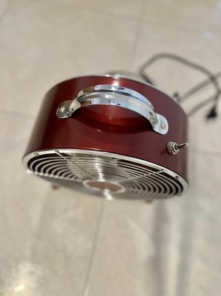 Ventilador Mesa Vintage Rojo y Plata