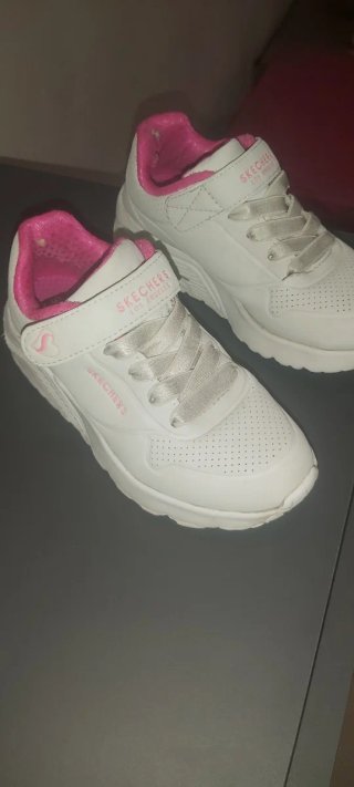 Scarpe bimba Skechers bianche rosa
