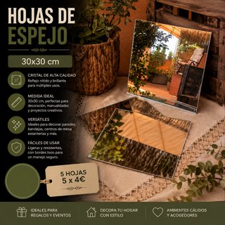 Hojas de Espejo 30x30 cm