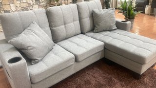 Sofá modular gris convertible en chaise longue