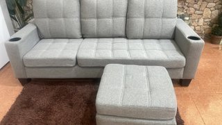 Sofá modular gris convertible en chaise longue
