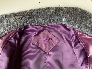 Abrigo vintage ecopiel morado T48
