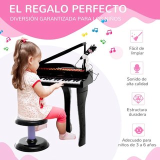 Piano Infantil 37 Teclas Teclado Electrónico Negro