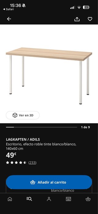 Mesa escritorio IKEA LAGKAPTEN/ADILS madera y meta