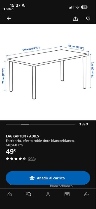 Mesa escritorio IKEA LAGKAPTEN/ADILS madera y meta