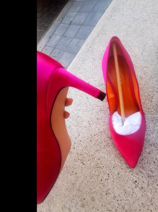 Zapatos tacón Zara fucsia satén T38