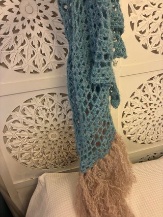 Chal artesanal lana y mohair único