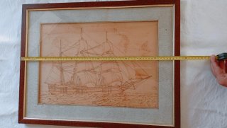 Quadro nave a vela in legno e carta