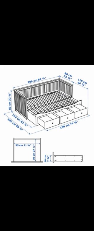 Diván cama Ikea blanco con cajones