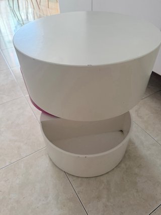 Tavolino rotondo rosa e bianco per bambini
