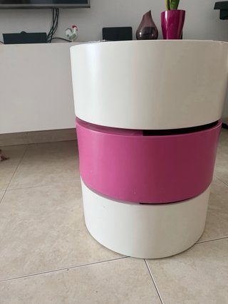 Tavolino rotondo rosa e bianco per bambini