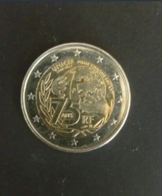Moneda 2€ Francia 2021 UNICEF 75 Aniv