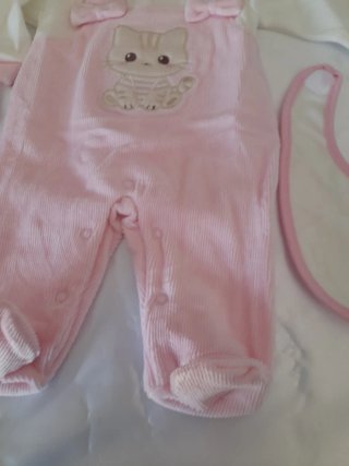 Tutina, cappellino e bavetta ciniglia 0-3 mesi