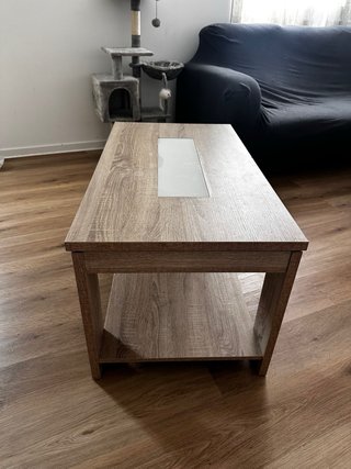 Mesa de centro elevable madera y cristal