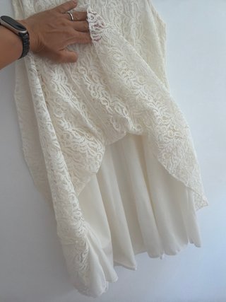 Vestido encaje blanco hueso fiesta