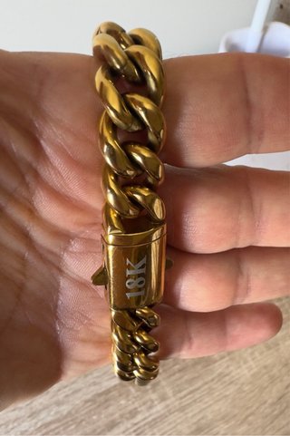 Cadena de Acero Inoxidable Bañada en Oro 18K (14mm