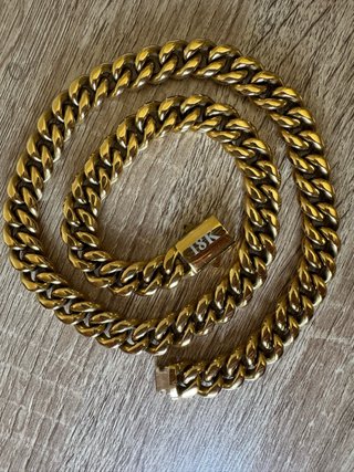 Cadena de Acero Inoxidable Bañada en Oro 18K (14mm