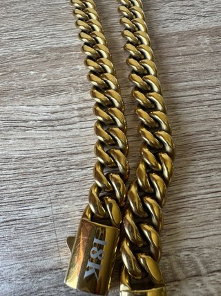 Cadena de Acero Inoxidable Bañada en Oro 18K (14mm