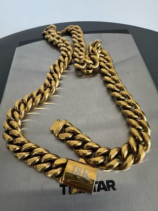 Cadena de Acero Inoxidable Bañada en Oro 18K (14mm