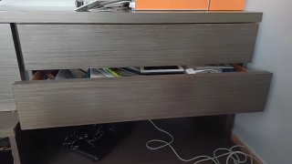 Mueble TV modular madera y naranja El horiz:2m×5