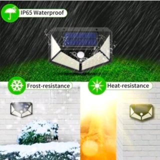 4 Faretti 100 LED Energia Solare Sensore Movimento