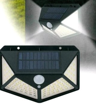 4 Faretti 100 LED Energia Solare Sensore Movimento