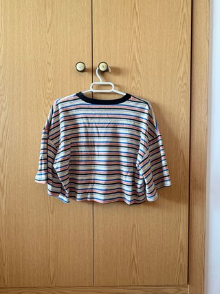 Camiseta skater oversize rayas multicolor