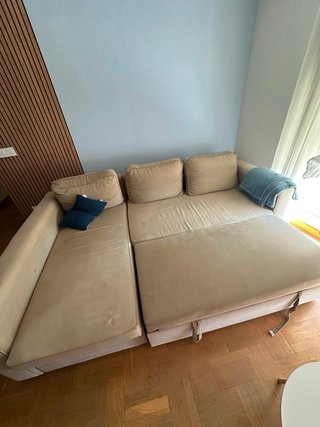 Sofá Cama Beige Tela