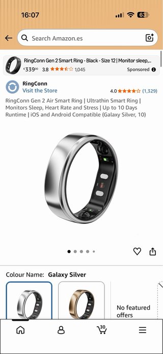 RingConn Gen 2 Air (Galaxy Silver) talla 10