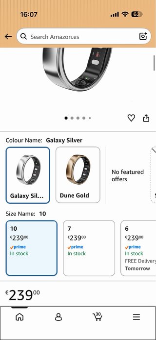 RingConn Gen 2 Air (Galaxy Silver) talla 10