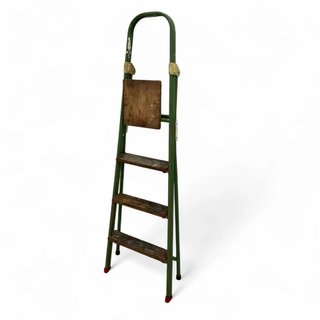 ESCALERA DE TIJERA VERDE 4 PELDAÑOS DE MADERA