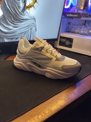 Zapatillas Dior B22 Blancas y Plateadas