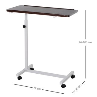 Mesa Sofá con Ruedas Ajustable Nogal Oscuro