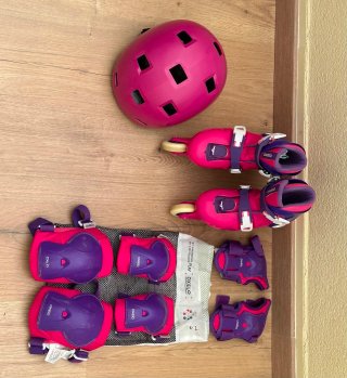 Patines niña rosa oxelo,casco y protecciónes