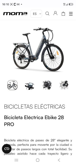 Bicicleta Eléctrica Moma Ebike 28 PRO