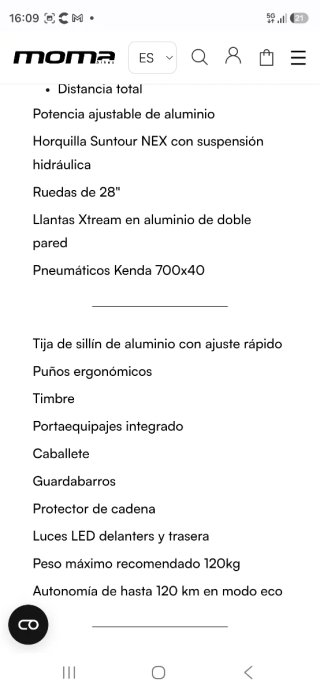 Bicicleta Eléctrica Moma Ebike 28 PRO