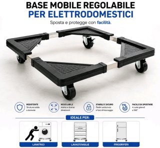 Base Regolabile con Ruote Lavatrice Asciugatrice