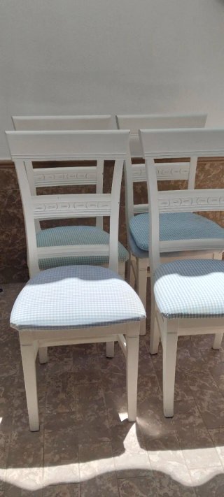 4 Sillas Madera Blanca Envejecida