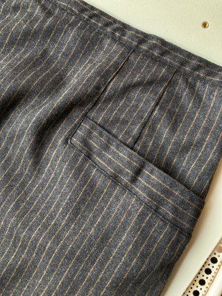 Falda Lana Vintage Gris Rayas Finas