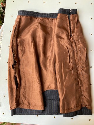 Falda Lana Vintage Gris Rayas Finas