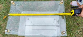 Mesa auxiliar cristal y metacrilato 3 niveles