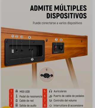 Piano Digital Madera Donner Teclado Weighted