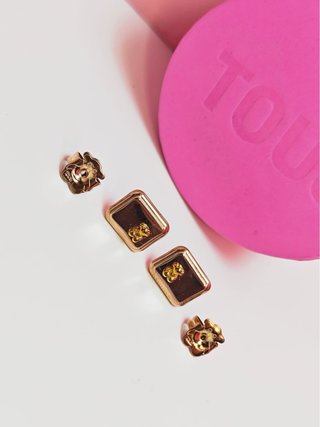 Pendientes Tous Oso Bold color oro Rosa