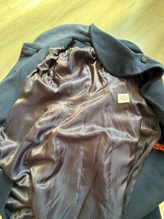 Abrigo de lana azul mujer